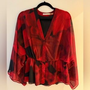 Alice + Olivia Floral V-Neck Blouse